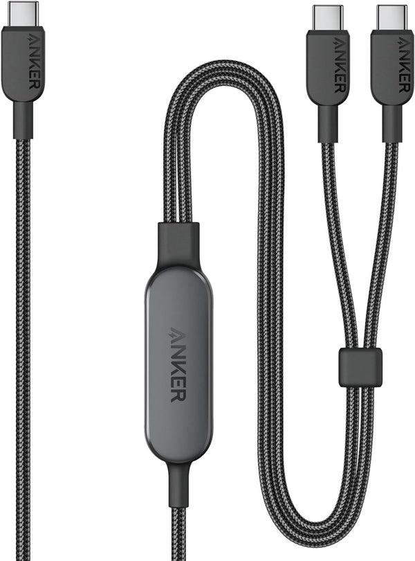 Anker 2-in-1 USB-C to USB-C Cable (4 ft, 140W) Black