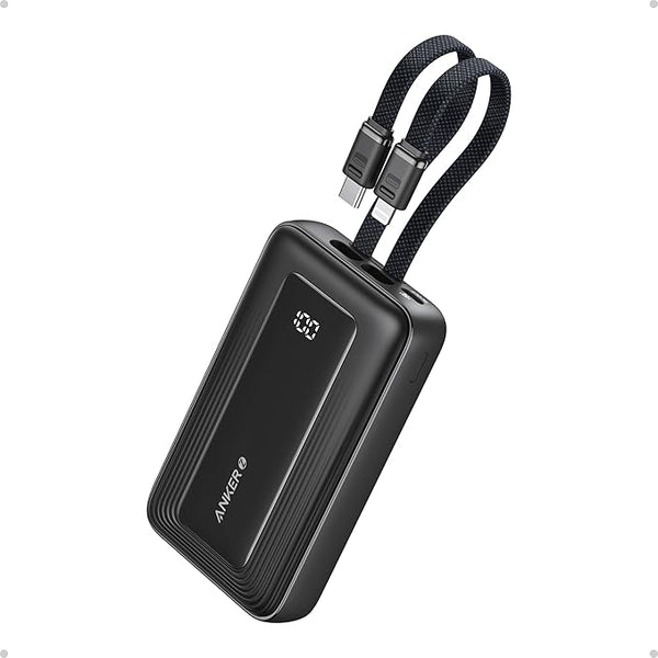 Anker Power Bank (10K,30W, Built-In USBC+Lightning Cable)